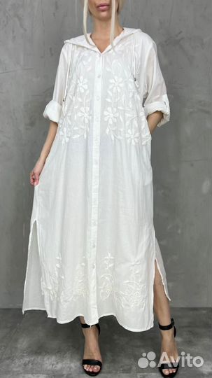 Платье новое хлопок большой размер вышивка 46/60
