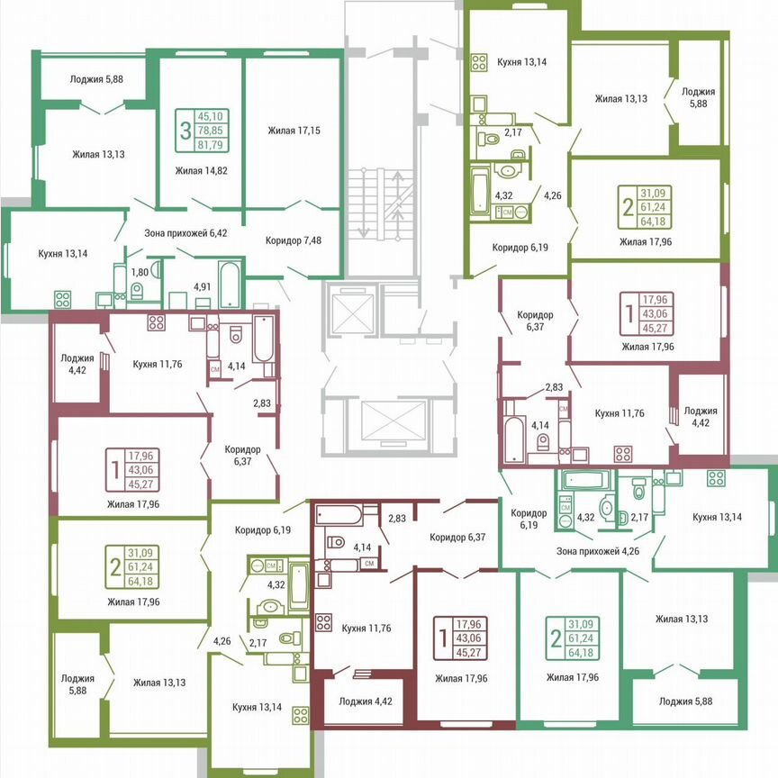 2-к. квартира, 64,2 м², 4/19 эт.