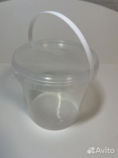 Ведро пластиковое с крышкой банка 1л