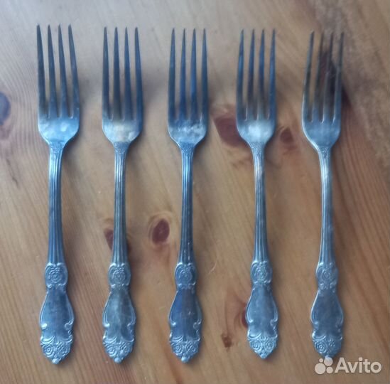 Вилки столовые посеребренные СССР Серебряная роза