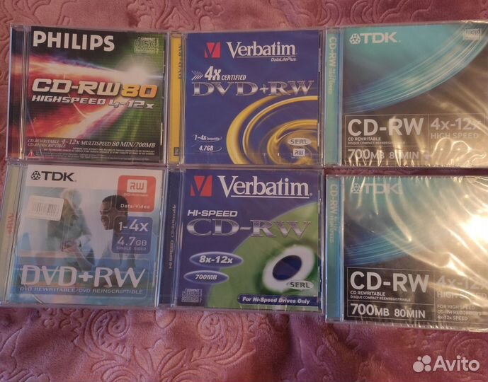 Диски для пк CD RW и DVD RW новые в упаковке