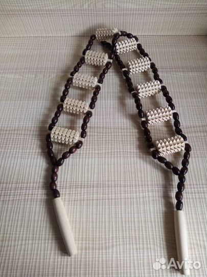 Массажер для спины и шеи деревянный, массажный рол