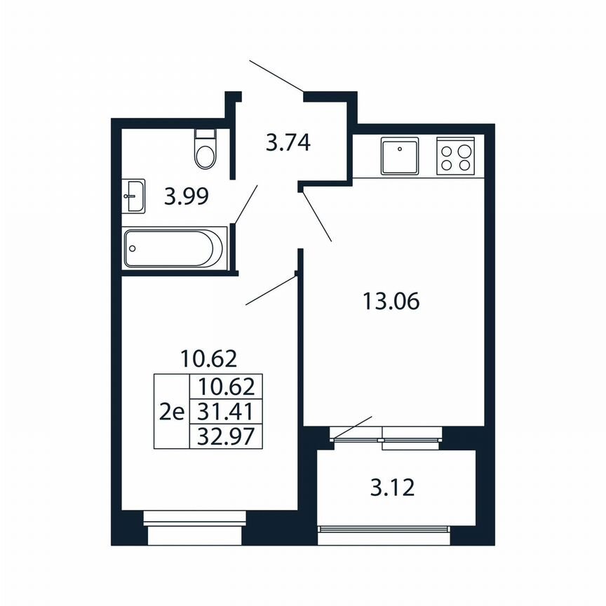 2-к. квартира, 34,5 м², 5/12 эт.