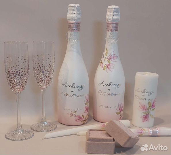 Бокалы,свечи, свадебные аксессуары,наборы