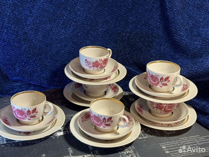 Чайный фарфоровый сервис- Красный фарфорист