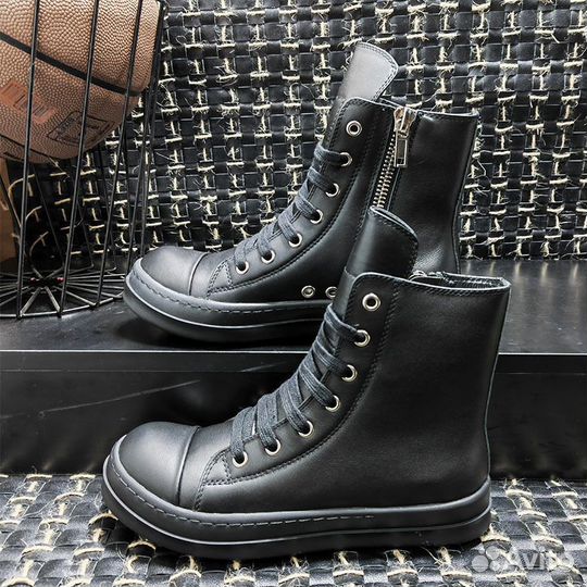 Кроссовки Rick owens mainline leather ramones high
