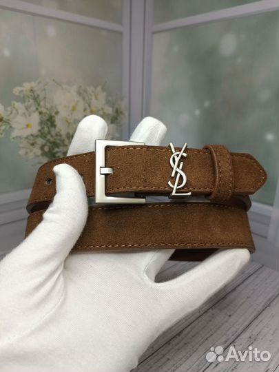 Ремень Ysl женский натуральная замша-кожа люкс