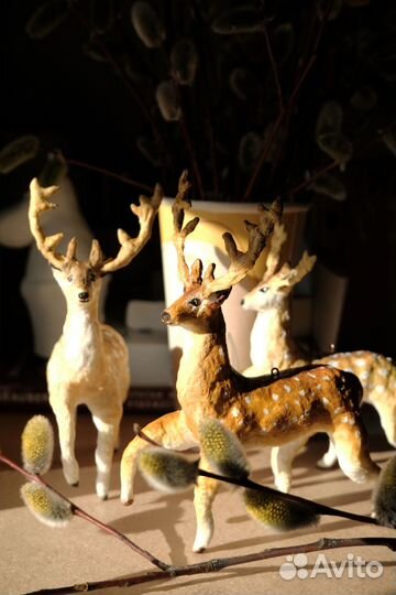 Ватная елочная игрушка Олень миниатюра