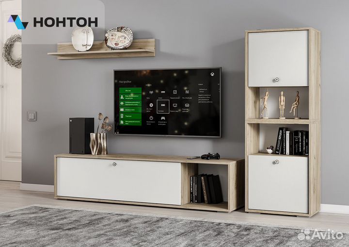 Гостиная Нанси дуб крафт серый / софт айвори