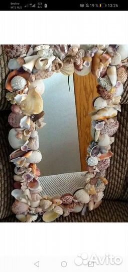 Зеркало из ракушек ручная работа