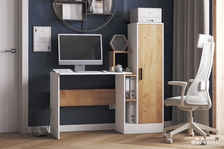 Стол компьютерный новый 1.35м сонома/крафт/белый