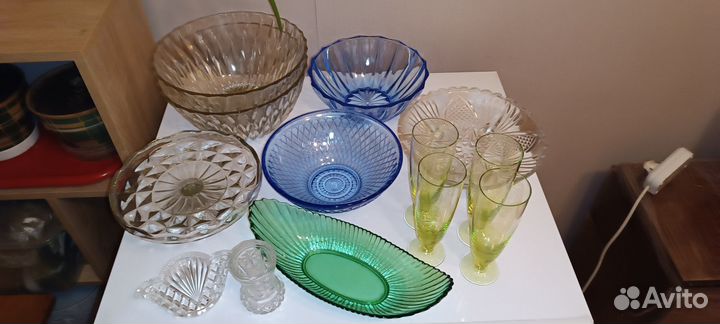 Салатники блюдо ваза стекло синее винтаж СССР