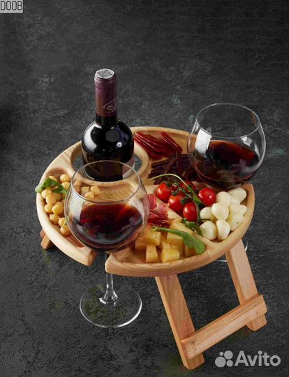 Деревянный столик для 2х бокалов