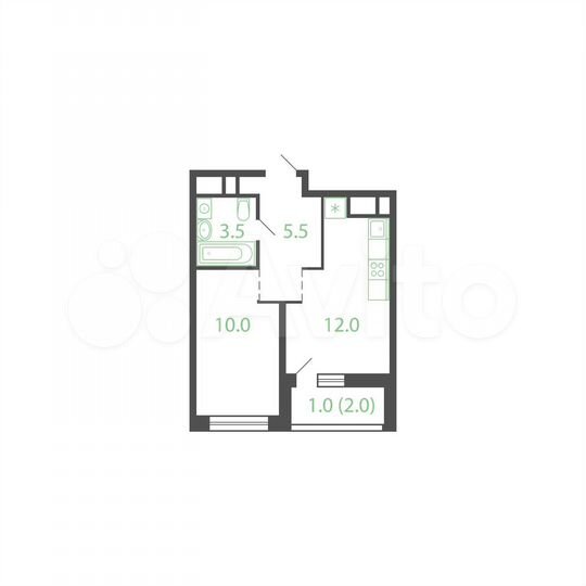 1-к. квартира, 32 м², 7/25 эт.