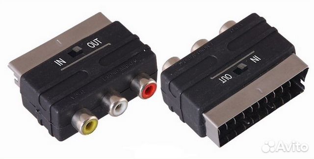 Переходник 3RCA-scart с переключателем IN/OUT