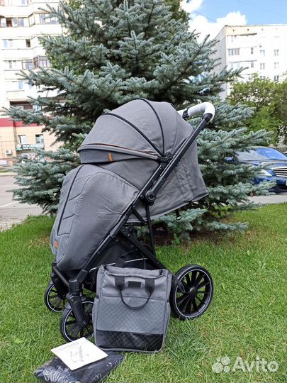 Новая коляска Luxmom перекидная ручка, серый цвет
