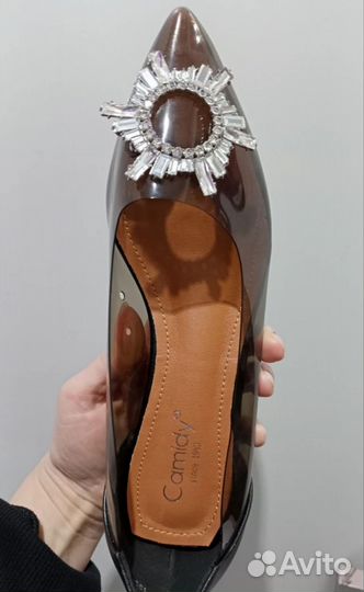 Туфли лодочки балетки свадебные с камнями