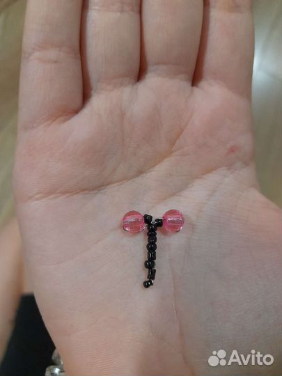 Лайстик блек пинк из бисера