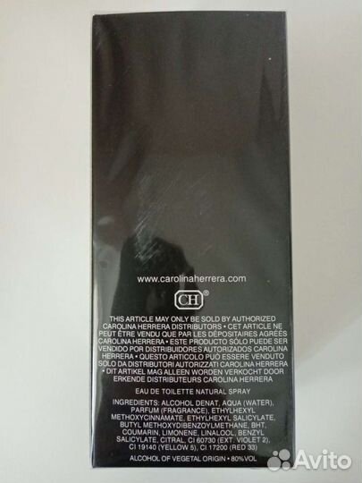 Carolina herrera 212 vip, мужская туалетная вода