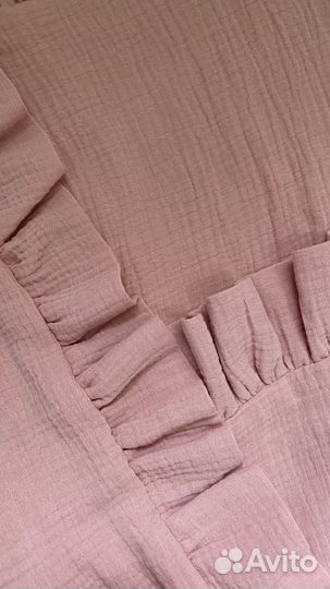 Плед с рюшей на выписку из муслина