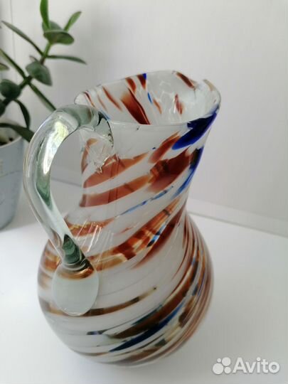 Кувшин ваза СССР из цветного стекла