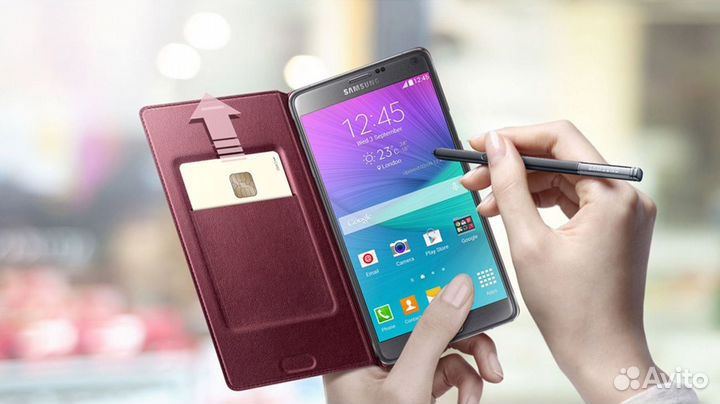 Оригинал Чехол Led Flip Wallet для Samsung Note 4