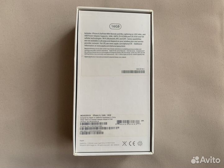 Коробка от iPhone 6 gold 16 gb