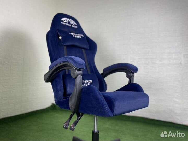 Компьютерное кресло велюр синий/синее