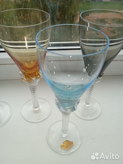 Фужеры винтаж, цветное стекло