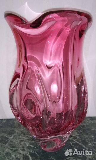 Вазы Богемский цветн. хрусталь Гутная техника СССР