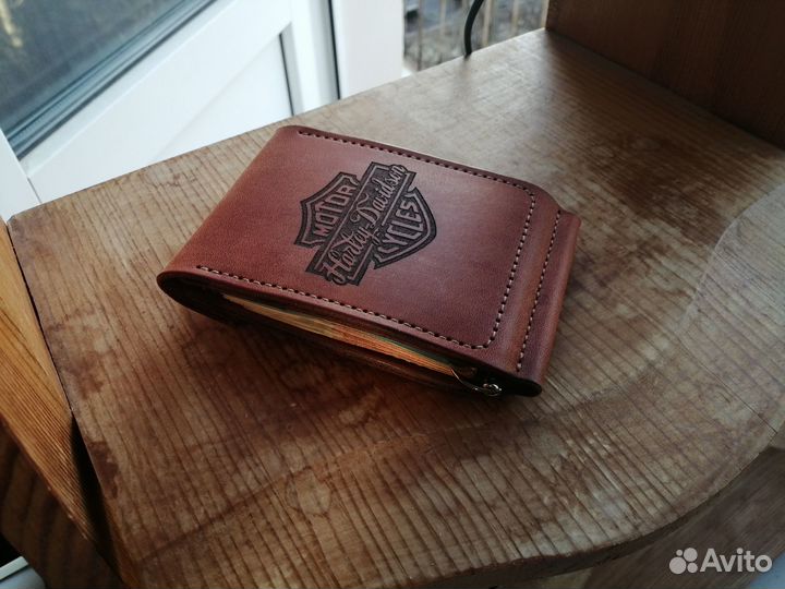 Зажим для денег из натуральной кожи