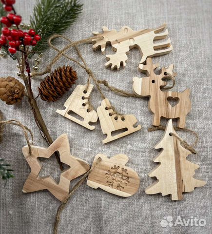 Елочные игрушки деревянные из клёна