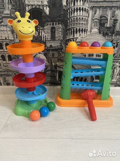Развивающие игрушки башня-лабиринт и стучалка