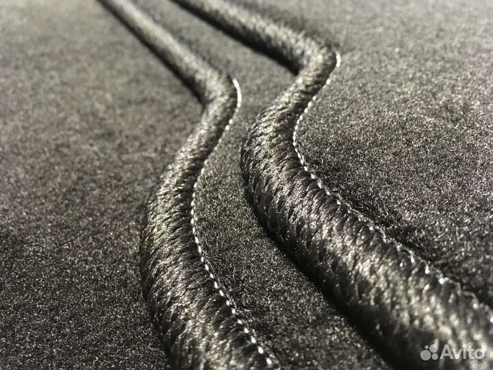 Ворсовые Премиум коврики Ауди А6 С5 черные. Велюро