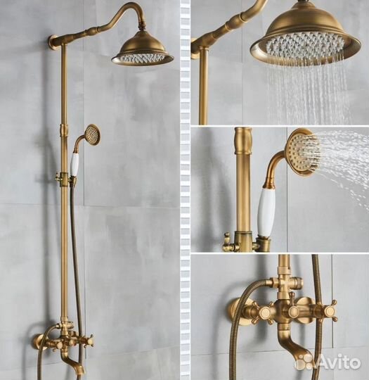 Душевая система ретро латунь барашки