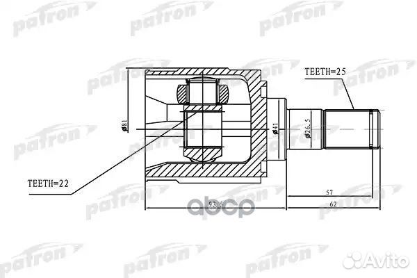 Шрус внутр.25x41x22 KIA RIO 05- PCV1168 patron