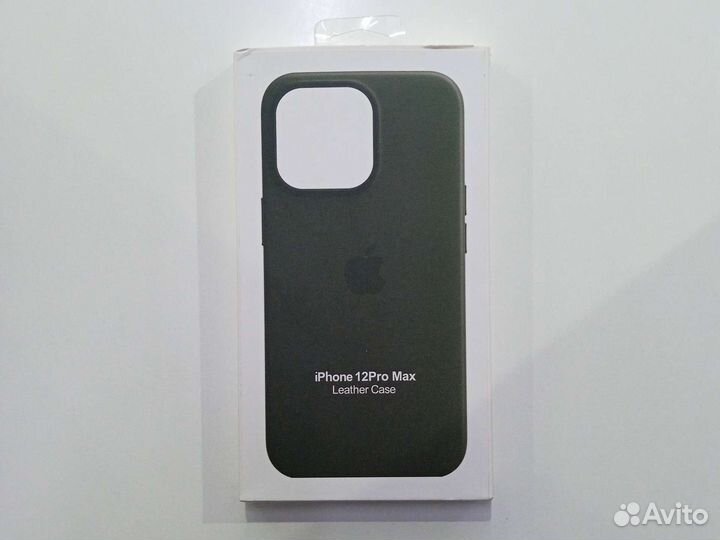 Кожаный чехол на iPhone 12 Pro Max Темно-зеленый