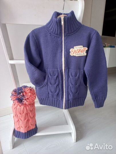 Комплект из хлопка кофта +шапка