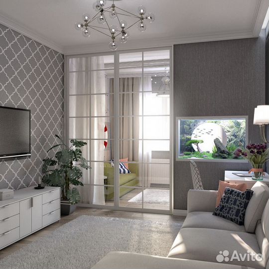 Перегородка для зонирования раздвижная