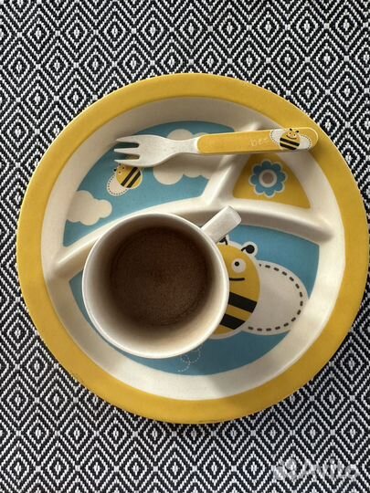 Бамбуковая небъющаяся детская посуда