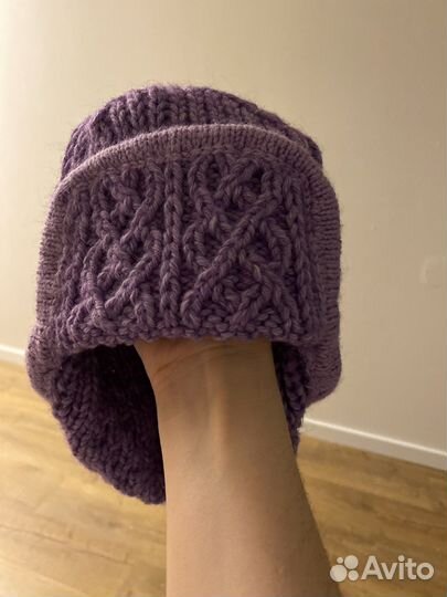 Шапка-ушанка вязаная
