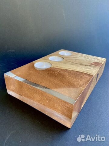 Подсвечник/подставка из дерева и эпоксидной смолы