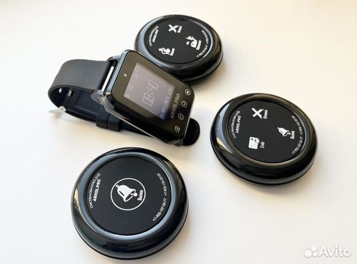 Кнопка вызова официанта влагозащищенная и часы