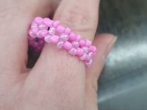 Кольцо из бисера розовое