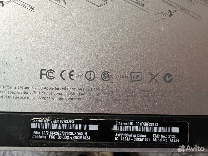 Запчасти Моноблок apple iMac 20 A1224