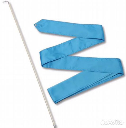 Лента гимнастическая 6 м с палочкой 56 см голубая