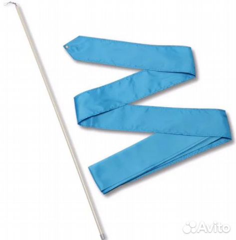 Лента гимнастическая 6 м с палочкой 56 см голубая