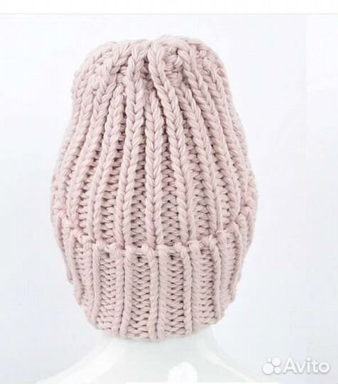 Шапка вязаная на флисе зимняя