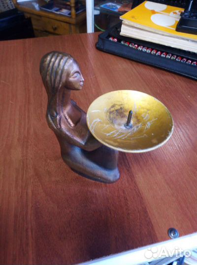 Подсвечник СССР. Силумин. Девушка с чашей