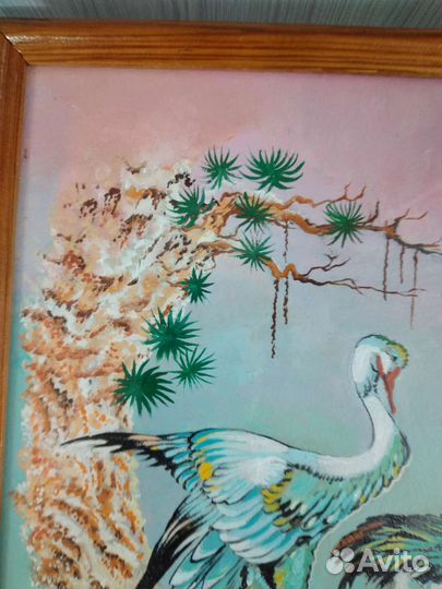 Картина в рамке,Журавли